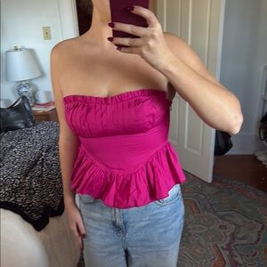 Women's Berry Pink Strapless Top